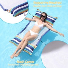 Pool Hammock Floats, XL, 2Pack Inflatable Water Floaties 4-in-1 (Saddle, Loun…