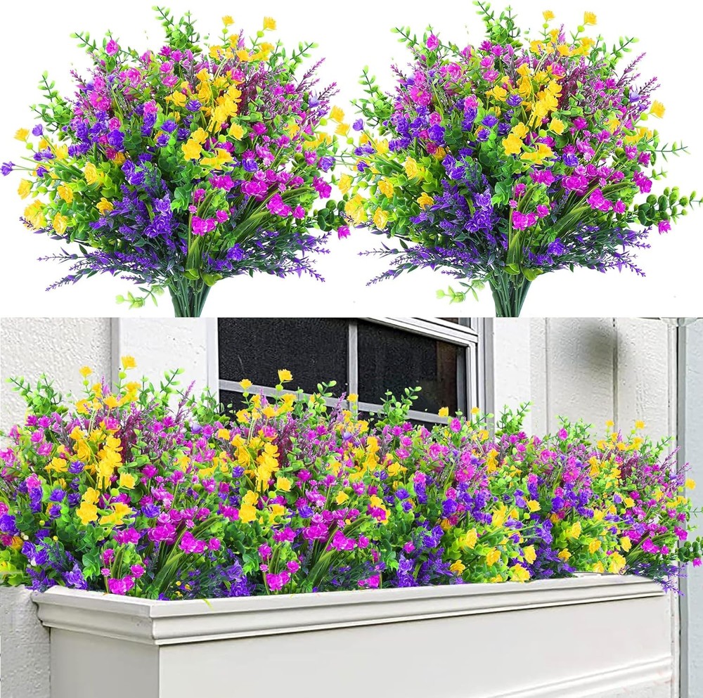 Sggvecsy Artificial Flowers for Outdoors 12 Bundles UV 12 Bundles, Mix