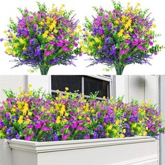 Sggvecsy Artificial Flowers for Outdoors 12 Bundles UV 12 Bundles, Mix