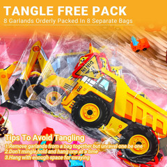 8 Packs Construction Party Banner Decorations Traffic Zone Paper Garland Constru