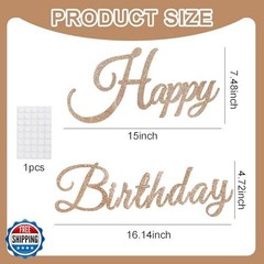 TONIFUL Happy Birthday Sign for Backdrop – Glitter Champagne Gold Felt Banner