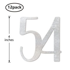 Silver Glitter 54 CutOut Numbers 54th Birthday Anniversary Party Decor