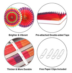 8pcs Fiesta Taco Bout It Multi Color Theme Round Hanging Rosette Paper Fans