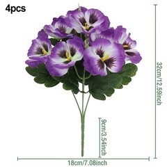 4Pcs Realistic Pansy Flowers for Festive For Home and Wedding Decoration