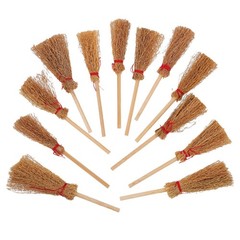 30Pcs Miniature Witch Brooms Light Brown Wood Mini Dollhouse Accessories Set