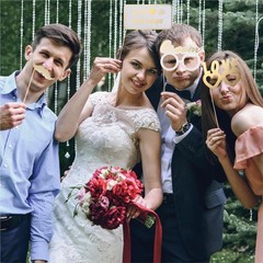 Wedding Photo Booth Props Fully Assembled Gold Signs Funny Reception 60 PCS