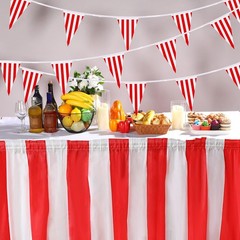 Carnival Theme Party Decorations, Carnival Table Skirts Red and White Striped Ta