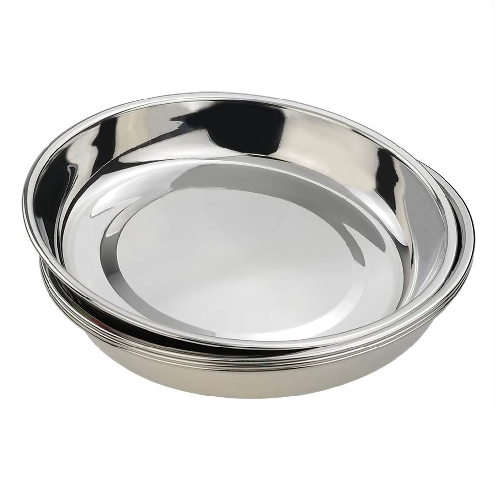 Eagrye 4-Pack Stainless Steel Dinner Plates Dish, Round dinner plate, Silver