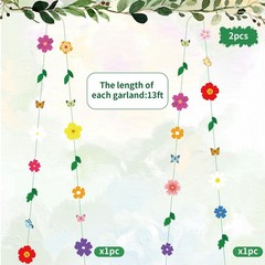 2 Pcs x 13ft Spring Flower Garland Wildflower Party Decor, Wildflower Paper