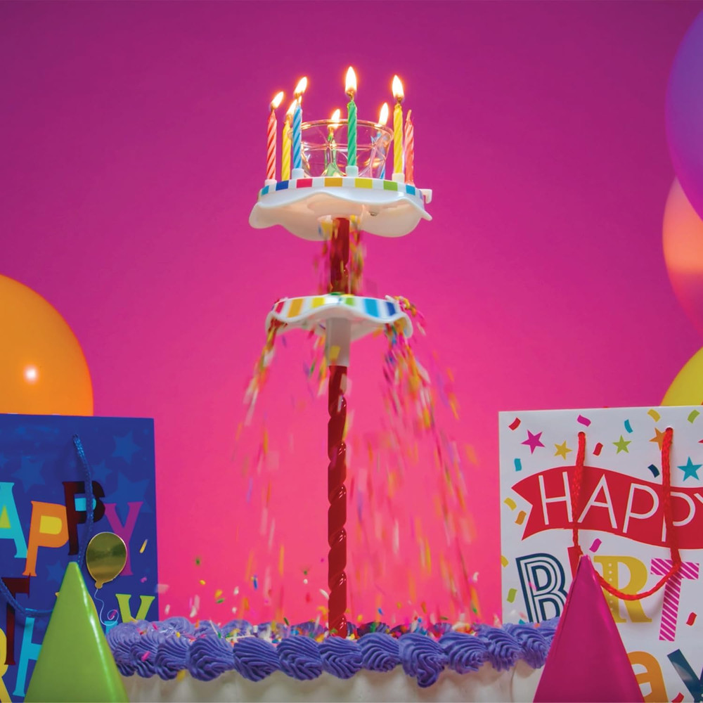 Sprinkle Fountain Birthday Candle with 32 Candles, Reusable Spinning Birth Ca…