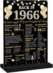 60Th Birthday Decorations Gift for Women Men, Black Gold Back in 1966 Poster Acr