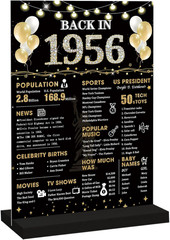 70Th Birthday Decorations Gift for Women Men, Black Gold Back in 1956 Poster Acr