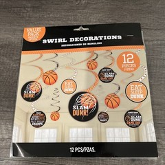 Nothin But Net Basketball Hanging Swirl Decorations 12 Per Pack 3 Paper