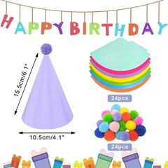 24 Pack Birthday Party Hats,8 Colors Cone Party Hat for Kids Adults Pets,Rain…