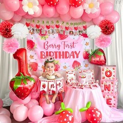 Berry First Birthday Decorations Set – Strawberry 1st Birthday Decorations Gi…