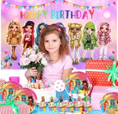 Rainbow High Birthday Party Supplies Set Plates Balloons Banner Birthday Gift
