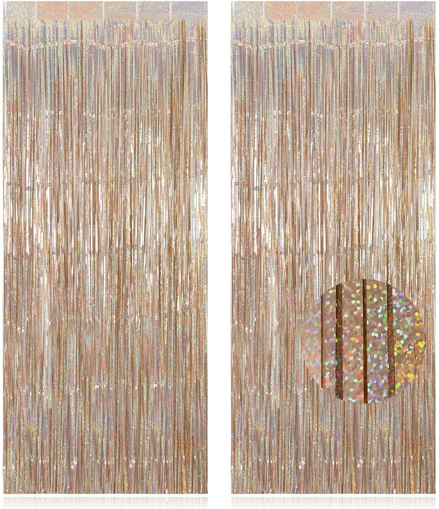 TOTAFAM 2 Pack Fringe Curtains Backdrops, Foil Fringe Curtains, Door Streamer…