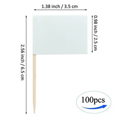 QQSD Solid White Toothpick Flag DIY Blank Flag Small Mini Plain White Cupcake…