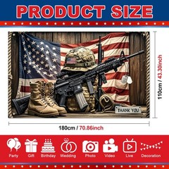 Patriotic Soldier Backdrop Banner 71 x 43 Inch Independence Day Outdoor Decorati