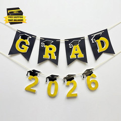Graduation Decorations 2026– DIY 3D Congrats Grad 2026 Banner Black and Gold Lay
