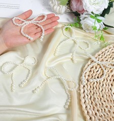 12Pcs Pearl Bow Ornaments, Reusable Elegant Pearl Bows for Cake Topper Christ…