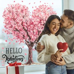 Heirloom Haven 6 Sheets Large Valentine’s Day Window 32 inches, Pink