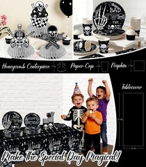 Skeleton-Themed 2nd Birthday Party Decorations for 25 Guests – 292PCS Set with B