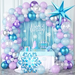 Snow Balloon Garland Arch Kit, Snowflake Pearl Blue Purple Metallic Purple Bl…