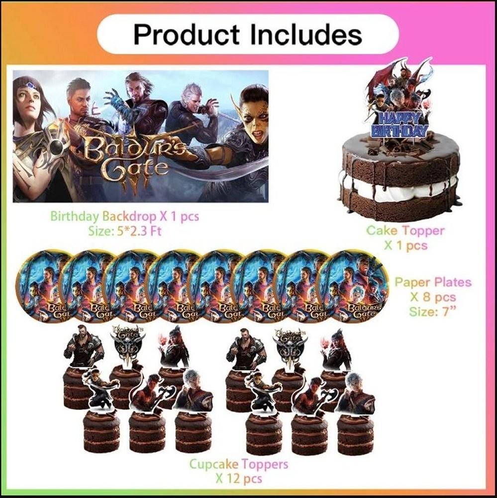 Baldur’s Gate Birthday Decoration Kit, 22 pieces, New – Free Shipping!