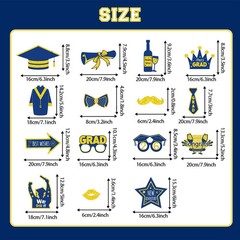 Graduation Decorations Class of 2026 Photo Booth Props – Blue and Gold 2026 Grad