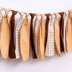 Beige Khaki Gingham Fabric Banner – Brown Teddy Bear Theme High Chair Banner …