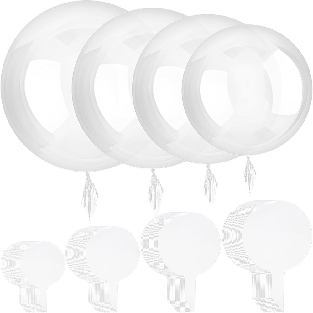 60 Pcs Bobo Balloons, 6 Different Size Clear Balloon for Stuffing Transparent…