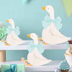 3 Pcs Silly Goose Birthday Party Decoration Blue Bow Wooden Silly Goose Decor Fu