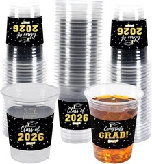 50Pcs Graduation Decorations 2026 Disposable Graduation Cups Congrats Grad Class