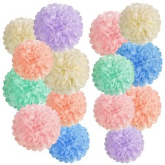 15PCS Pastel Paper Tissue Pom Poms Decoration Macaron Rainbow Candy Ice Cream…