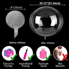 Lightsfever Led Light Up Bobo Party Balloons Kit 12 Pack-Clear 22 Inchs White