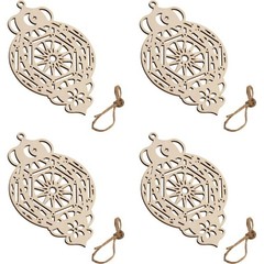 Decorative Wooden Hanging Ornaments Set of 4 for Indoor and Outdoor Spaces