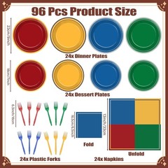 96Pcs Magical Wizard School Party Plates & Napkins for 24 Guests – Colorful Set