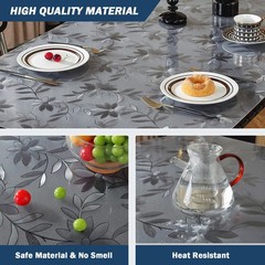 OstepDecor Floral Table Protector 16 x 60 Inch 1.5mm Plastic Waterproof Desk Cov