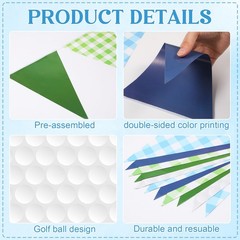 49.21 ft 60 Pieces Golf Party Pennant Banner Flags Decor Gingham String Trian…