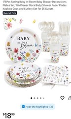Baby In Bloom Theme Baby Shower Set For 25 Guests.
