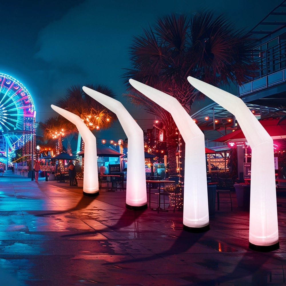 12ft Inflatable color-changing light-up Long horn shaped column decor