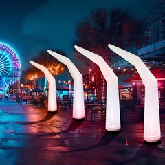 12ft Inflatable color-changing light-up Long horn shaped column decor