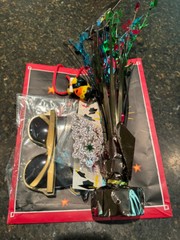 Graduation Bundle: Centerpiece, Confetti, Glasses, Stickers, Toy Duck, And Bag