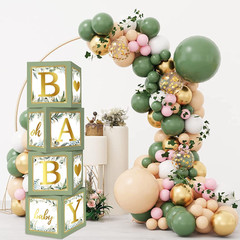 RUBFAC Sage Green Baby Boxes with Letters for Baby Shower, 4Pcs Safari Baby Show