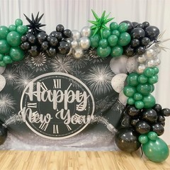 Black and Green Silver Balloon Arch Kit with Explosion Star Balloons, 105pcs …
