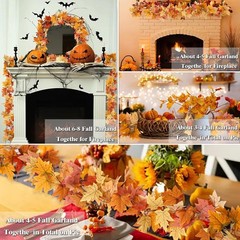 13FT Fall Leaf Garlands 2 PCS Fall Garland for Mantle Thanksgiving Fall