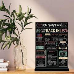 50Th Birthday Decorations Women Men, Black Retro Colorful Back in 1976 Birthday