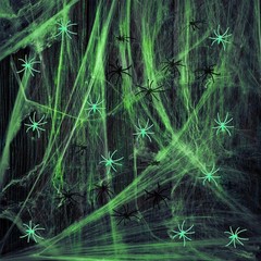 Glow in the Dark Halloween Spider Webs Fluorescent Cobweb with Glow Fake Spiders