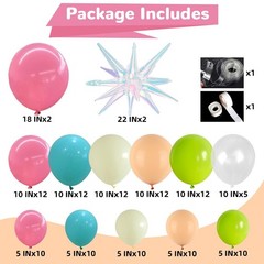 Summer Tropical Balloon Arch Garland Kit Iridescent Star Balloons and Transpa…